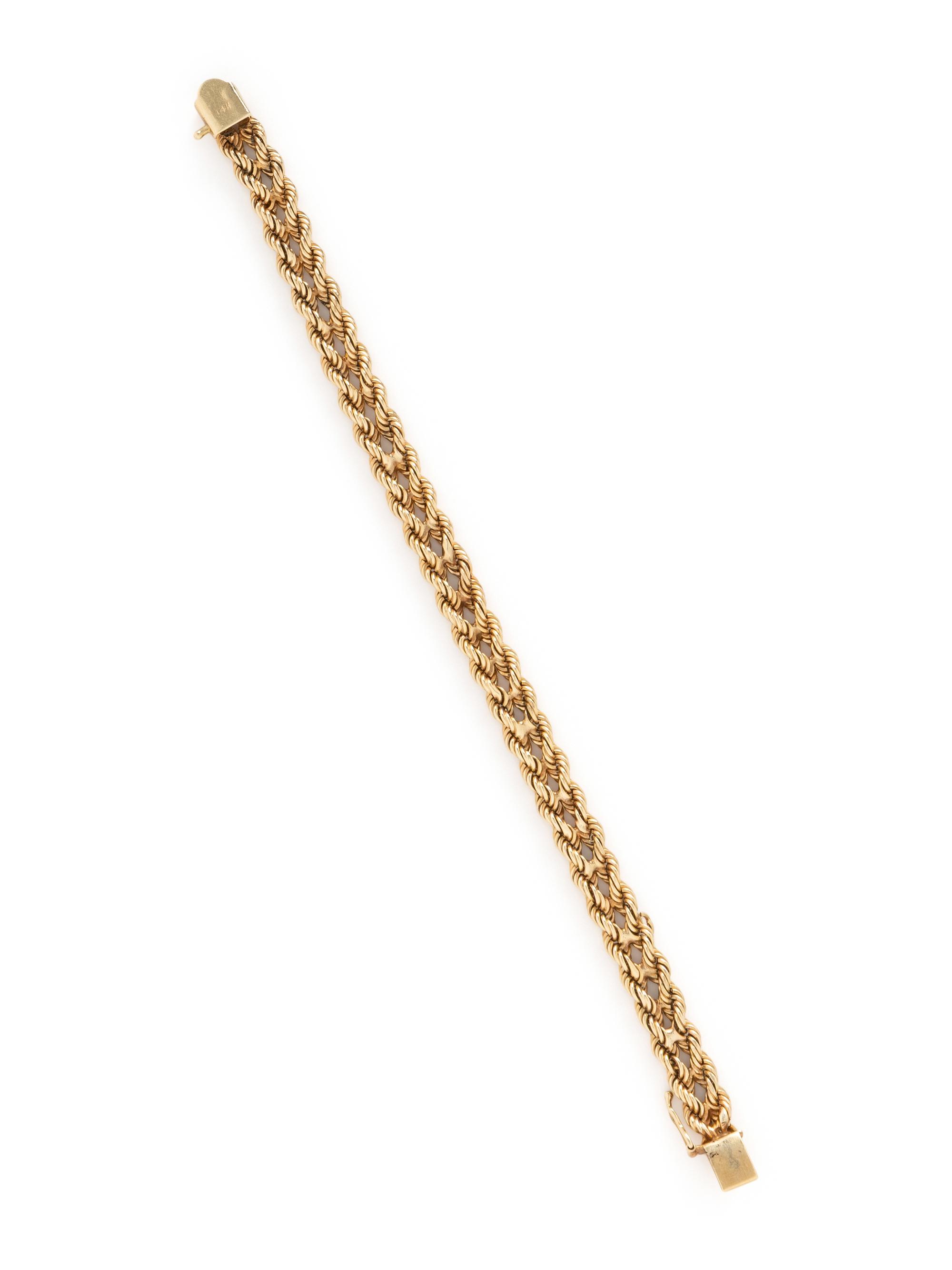 YELLOW GOLD DOUBLE ROPE CHAIN BRACELET