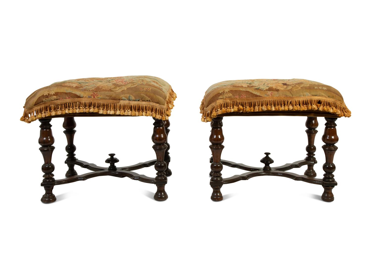 A Pair of William and Mary Walnut Stools — LAST QUARTER 17TH CENTURY