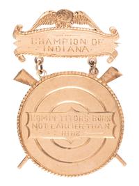 [WESTERN AMERICANA]. Archive related to "Hoosier Boy Rifle Shot," Clarence E. Long, incl. photographs and gold medal.