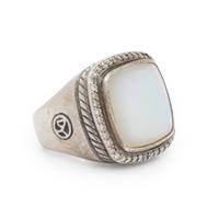 DAVID YURMAN, SILVER, MOTHER-OF-PEARL, AND DIAMOND RING