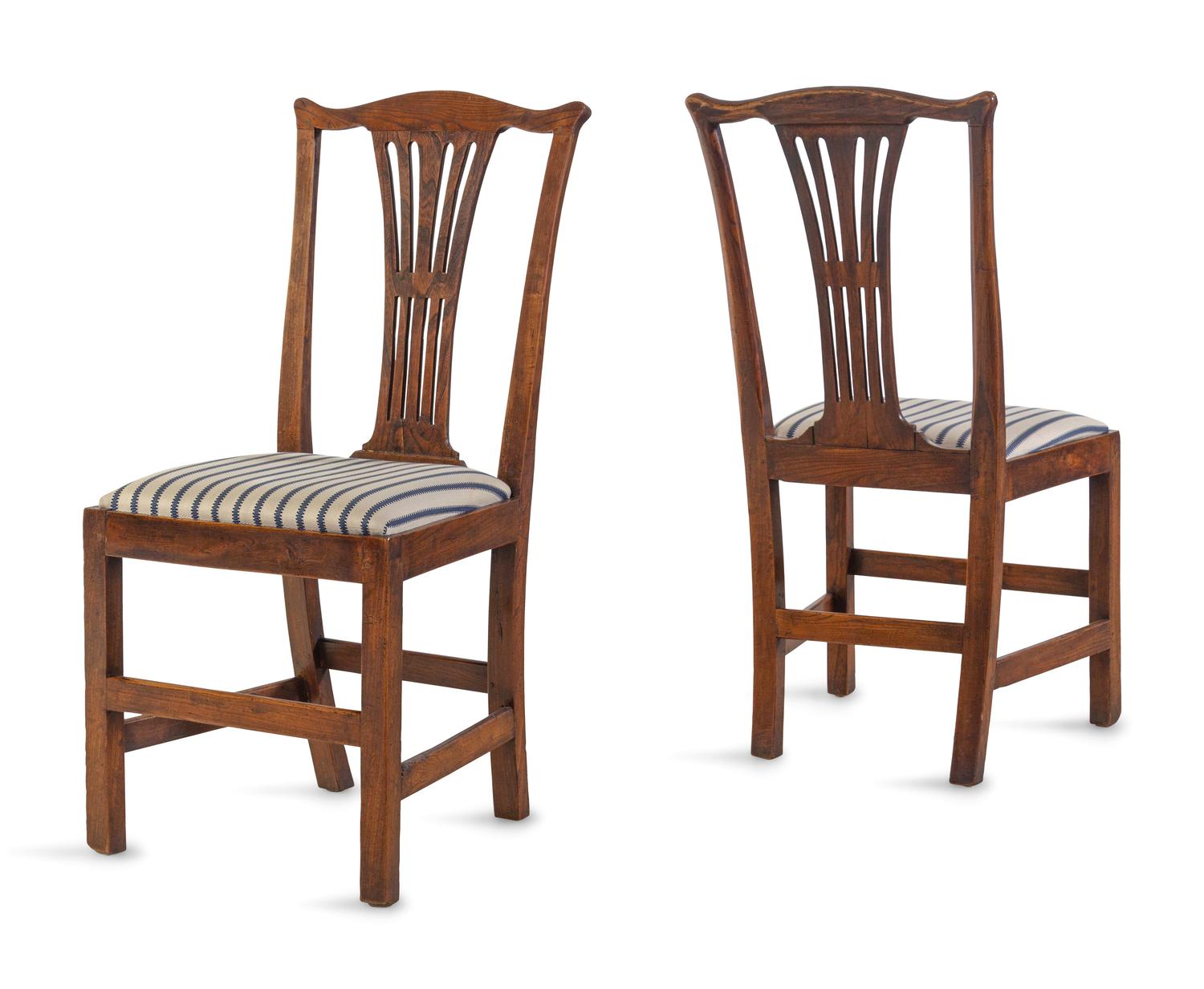 A Set of Six George III Elm Dining Chairs