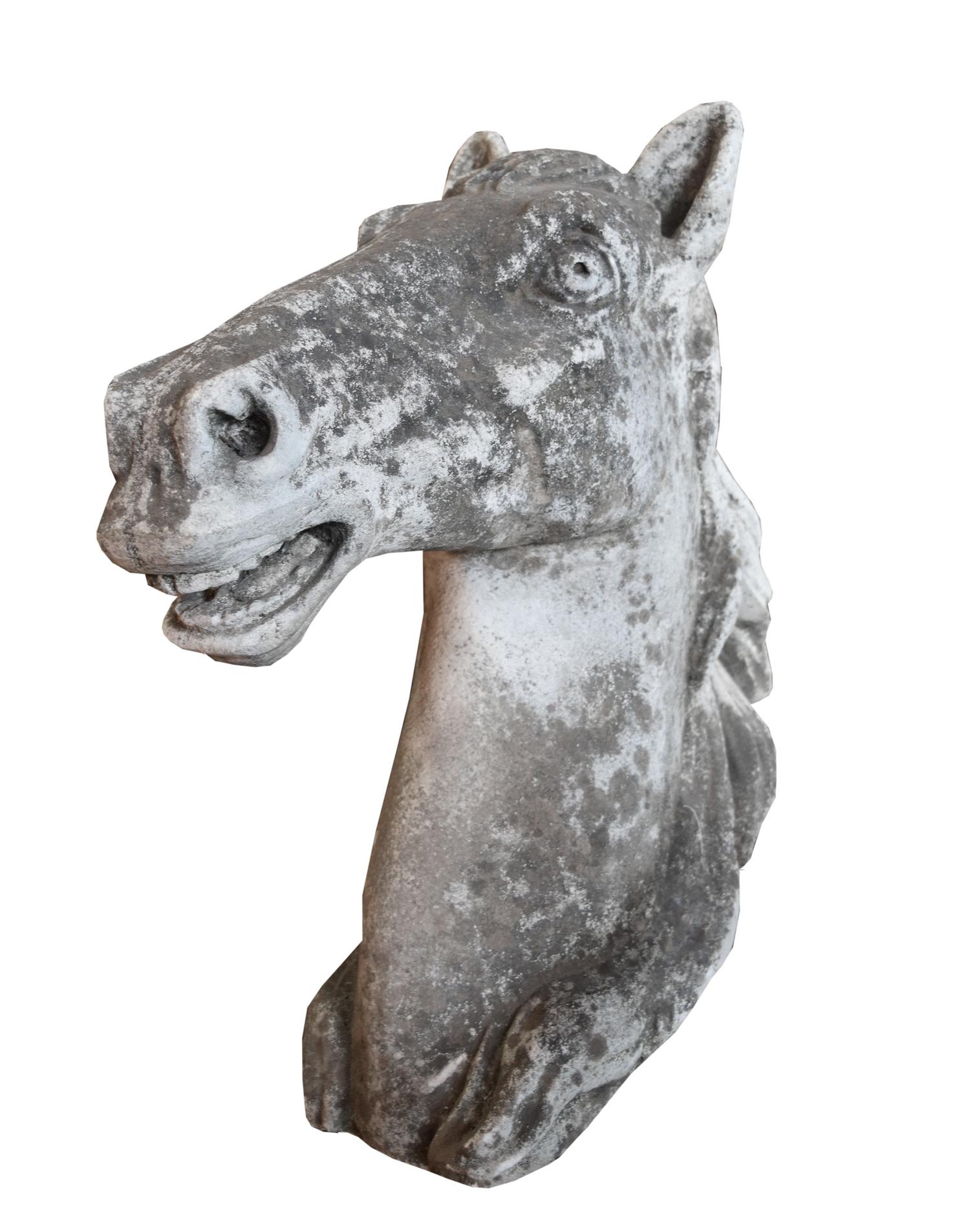 A Cast Stone Horse Head 15.5" W x 8" D x 17" H — Italy, 20th Century