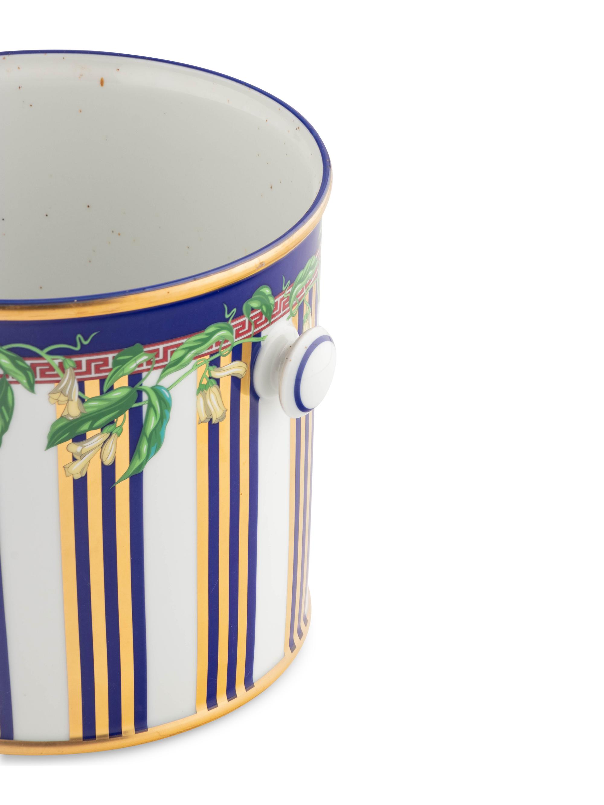 A Versace Wild Flora Porcelain Champagne Bucket and Ice Bucket