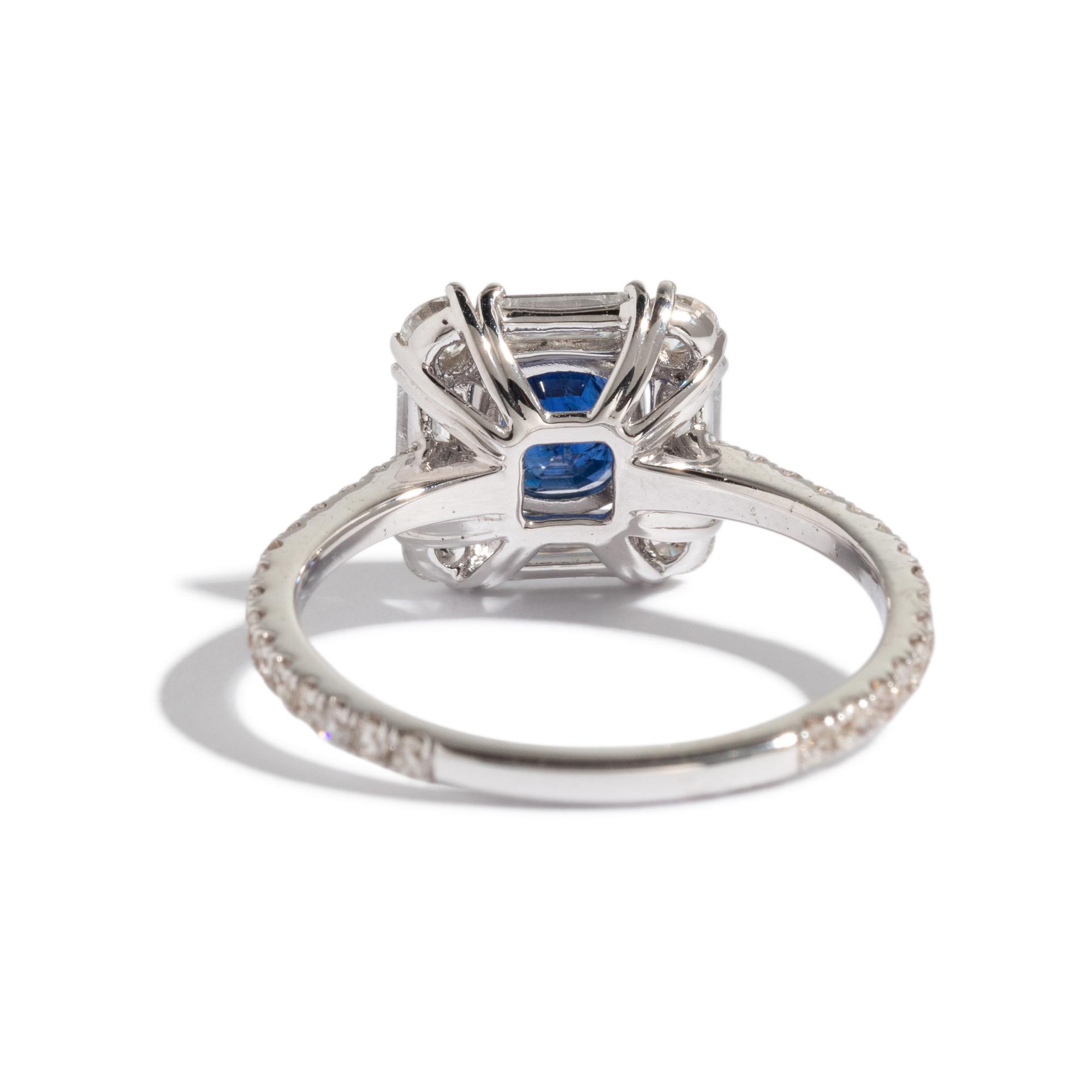 UNHEATED BURMESE SAPPHIRE AND DIAMOND RING