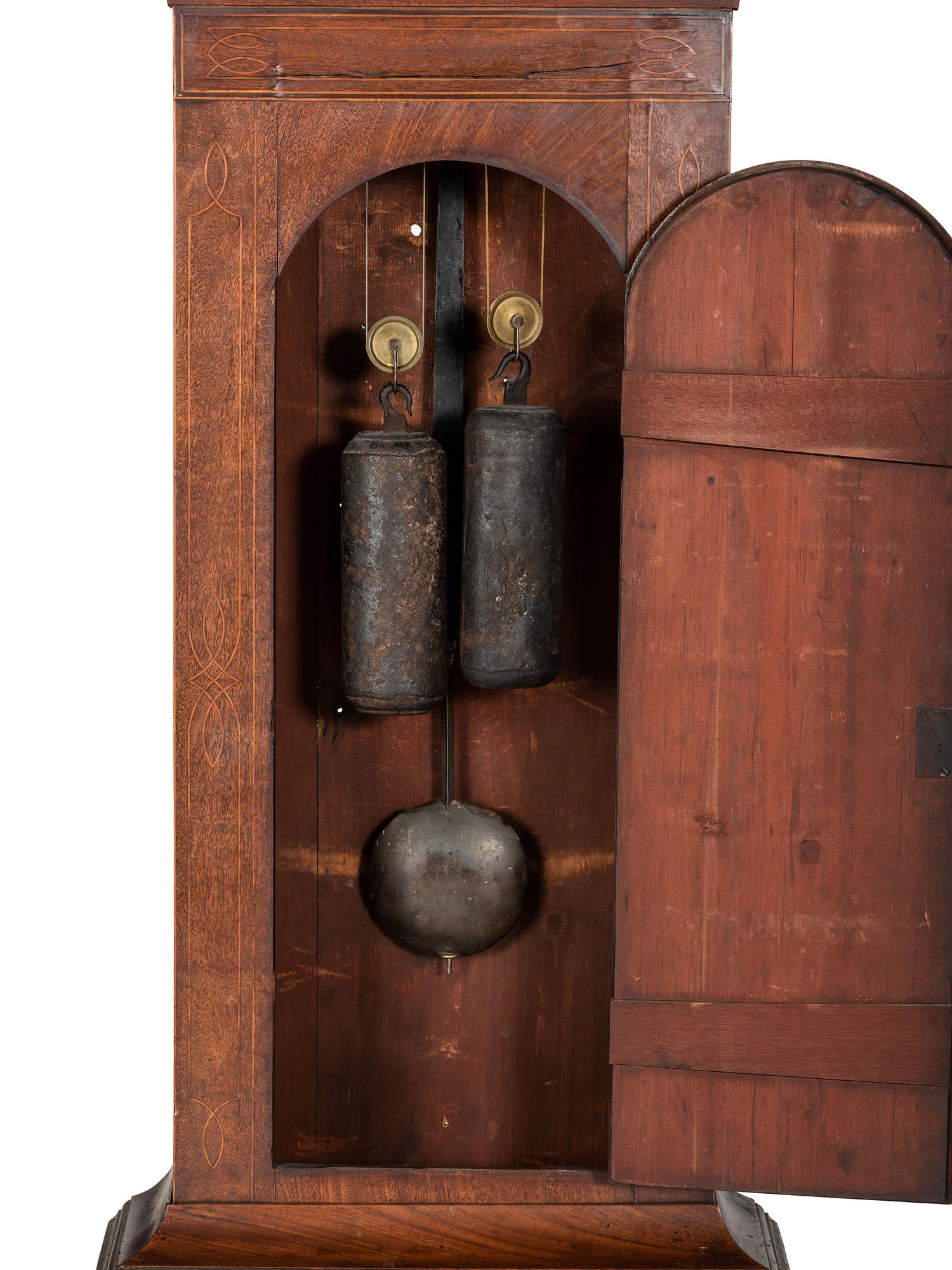 An English Line Inlaid Mahogany Tall Case Clock