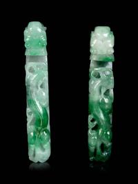 Two Chinese Jadiete 'Chilong' Belt Hooks