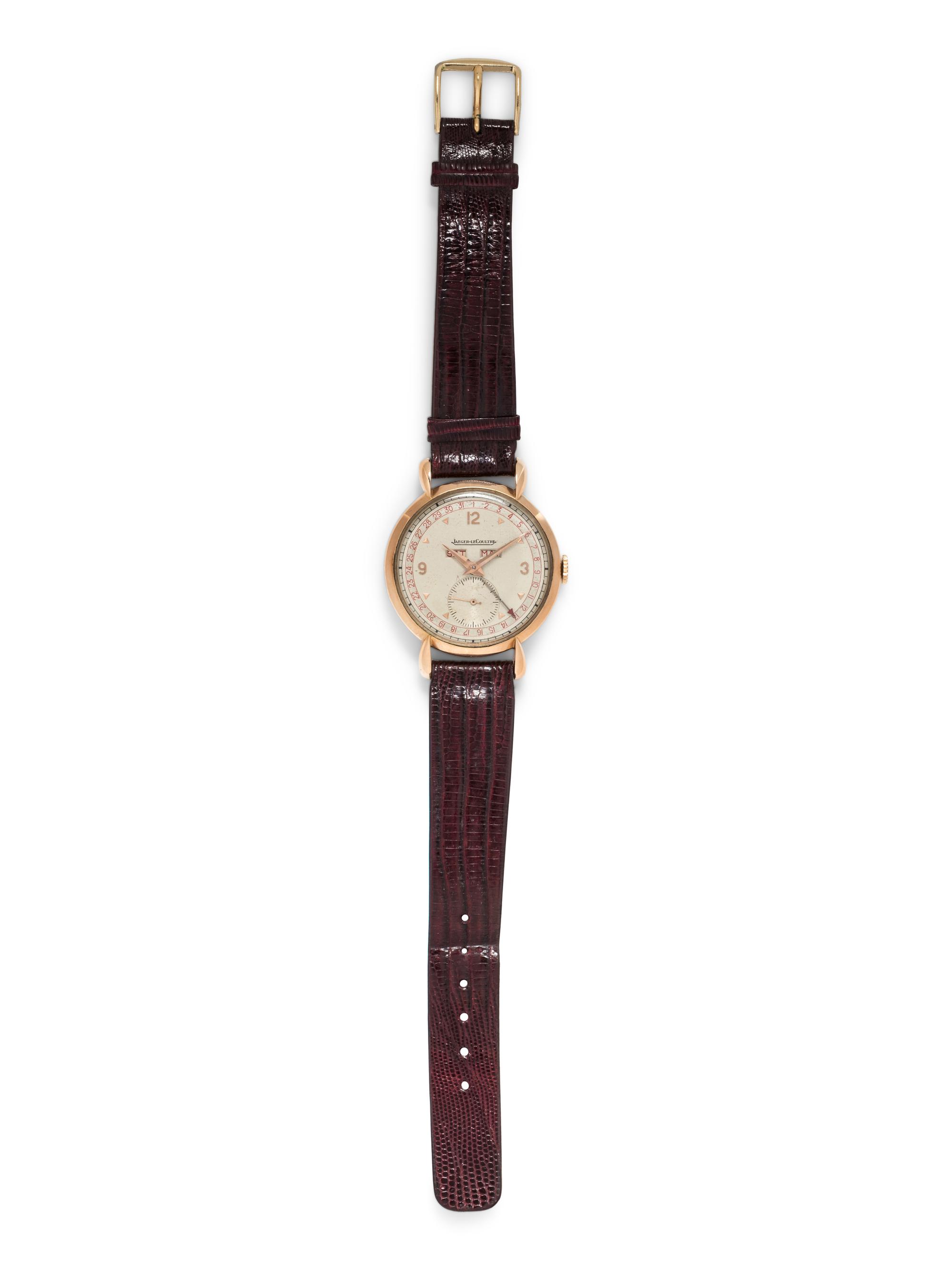 JAEGER-LeCOULTRE, VINTAGE, 18K PINK GOLD TRIPLE CALENDAR WRISTWATCH