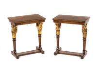 A Pair of Continental Parcel Gilt Oak Side Tables, POSSIBLY AUSTRIAN, 20TH CENTURY, Height 23 3/4 x width 19 3/4 x depth 12 inches. — POSSIBLY AUSTRIAN, 20TH CENTURY,