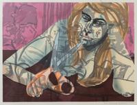 David Salle, (American, b. 1952), Portrait with Scissors and Nightclub, 1987