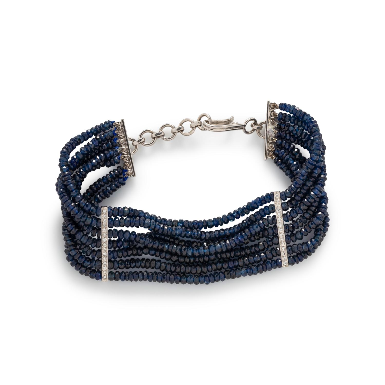 SAPPHIRE BEAD AND DIAMOND BRACELET