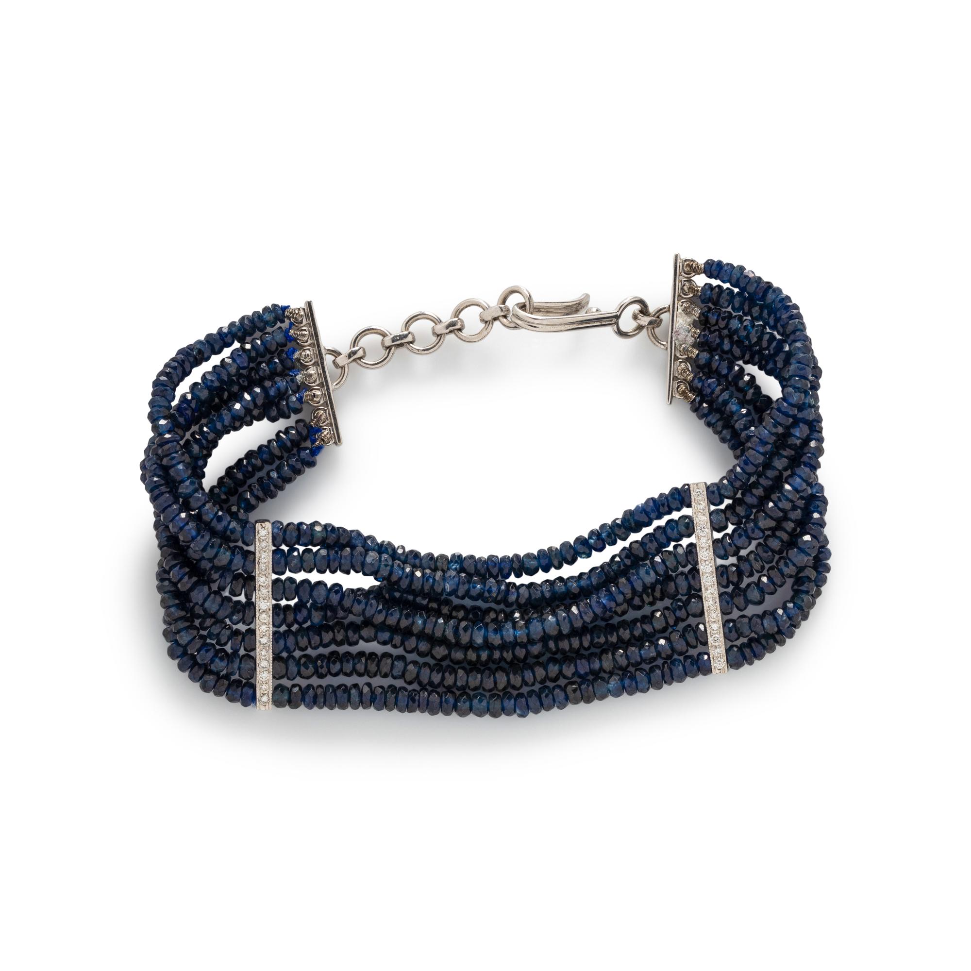 SAPPHIRE BEAD AND DIAMOND BRACELET