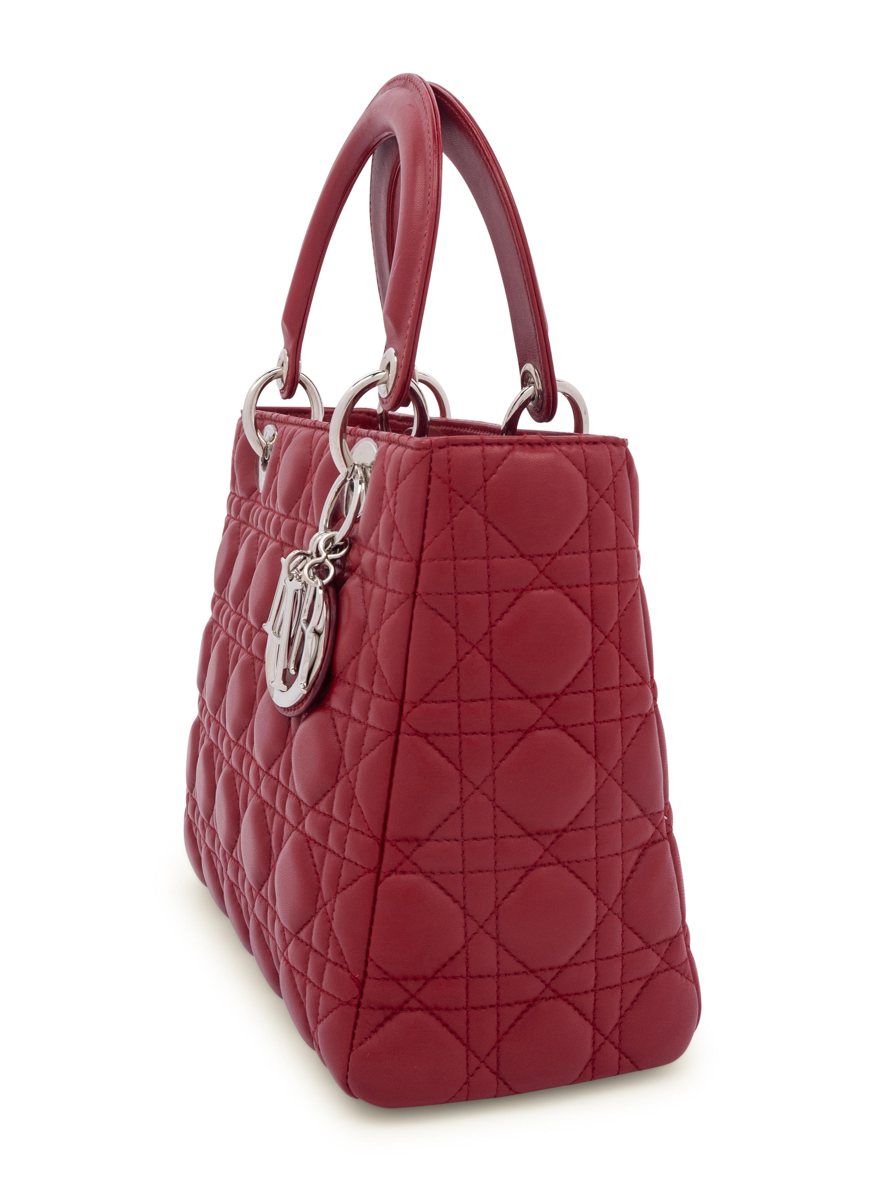 Christian Dior Red Leather Cannage Small Lady Dior Bag, 2008