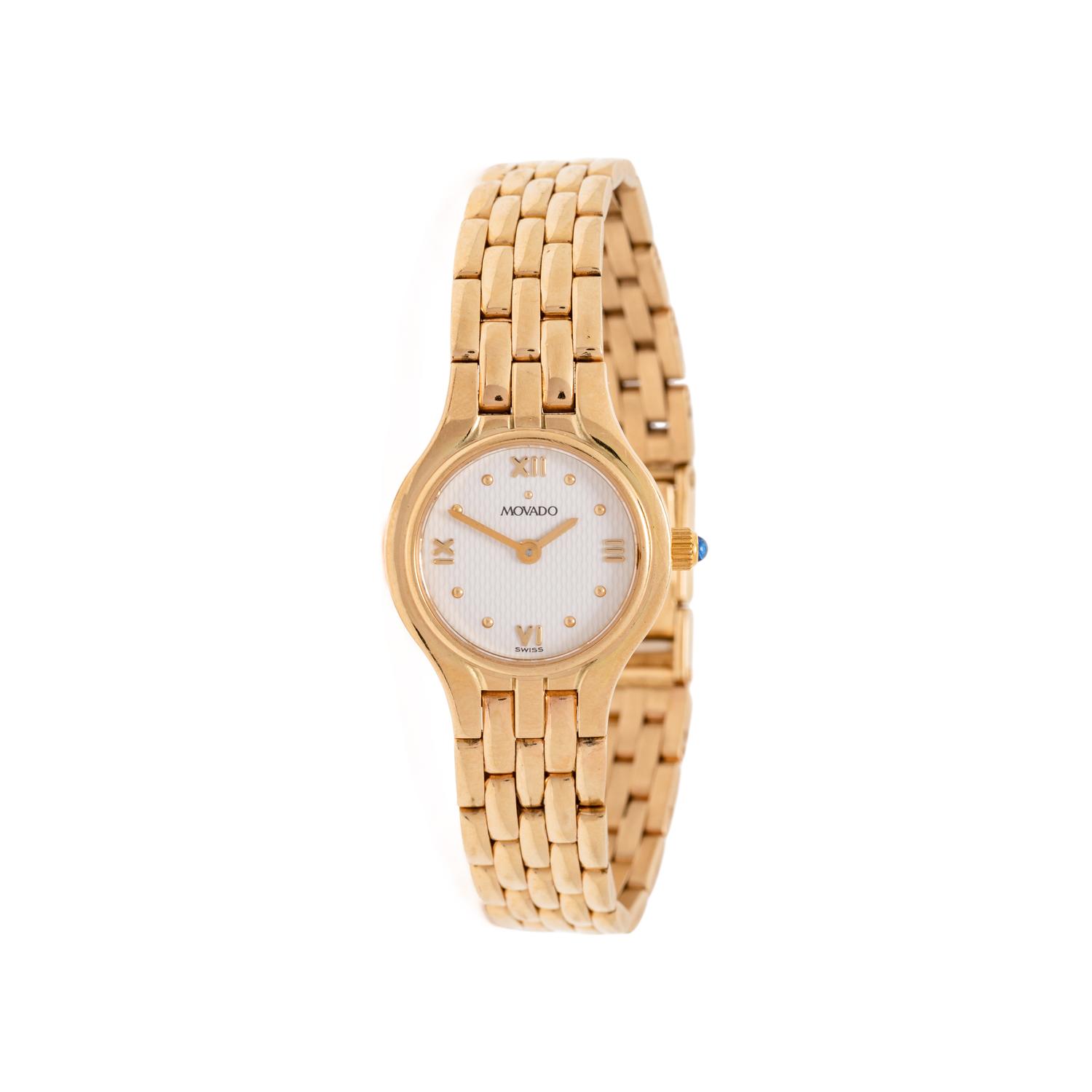 MOVADO, REF. 72.25 9820A YELLOW GOLD WATCH
