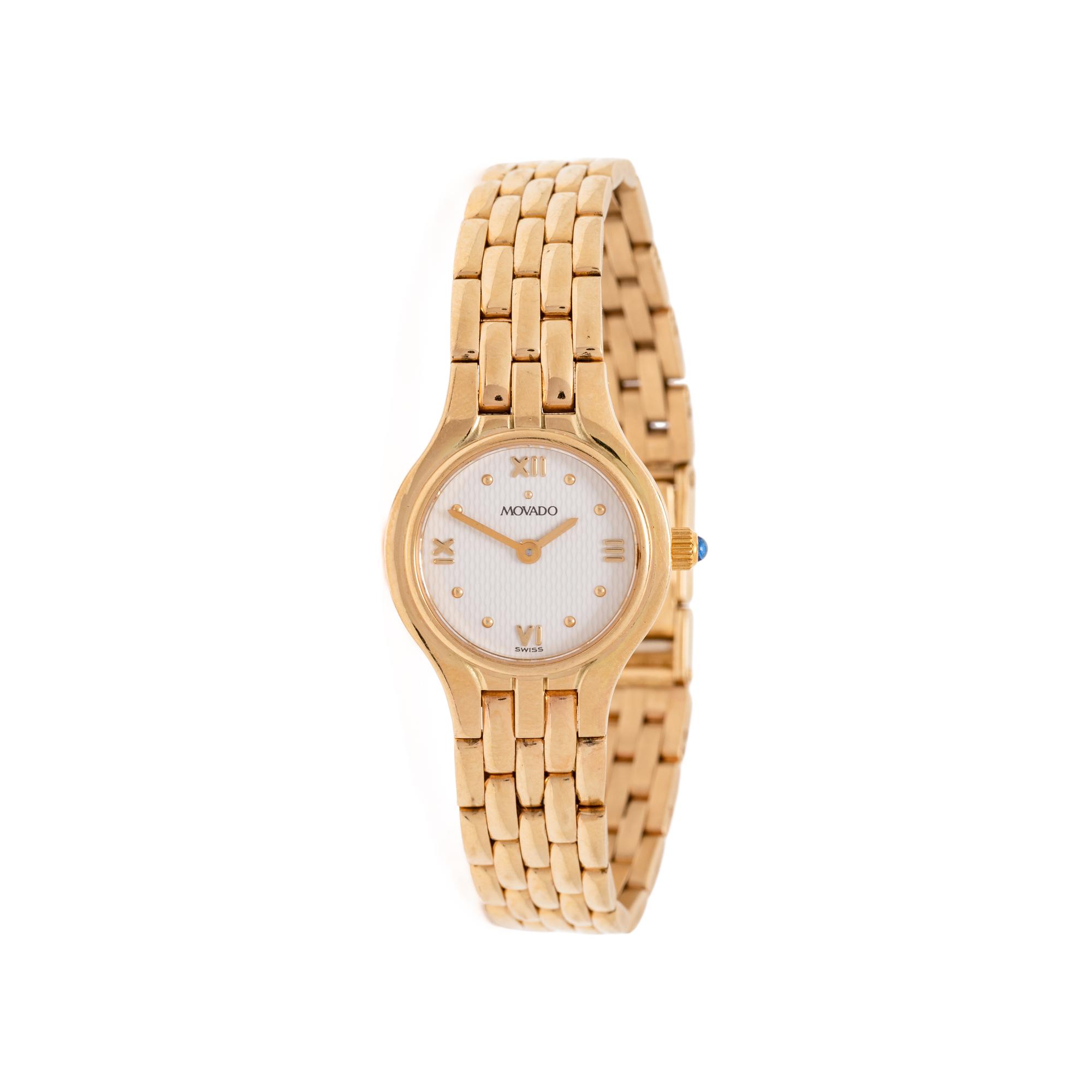 MOVADO, REF. 72.25 9820A YELLOW GOLD WATCH