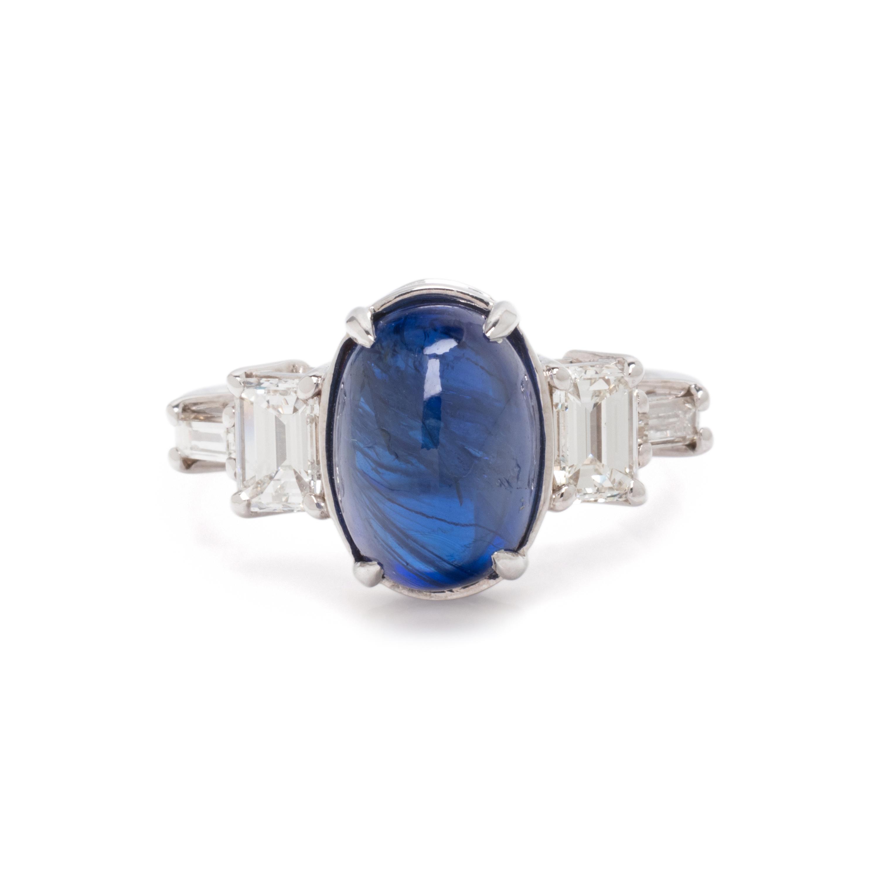 CABOCHON SAPPHIRE AND DIAMOND RING