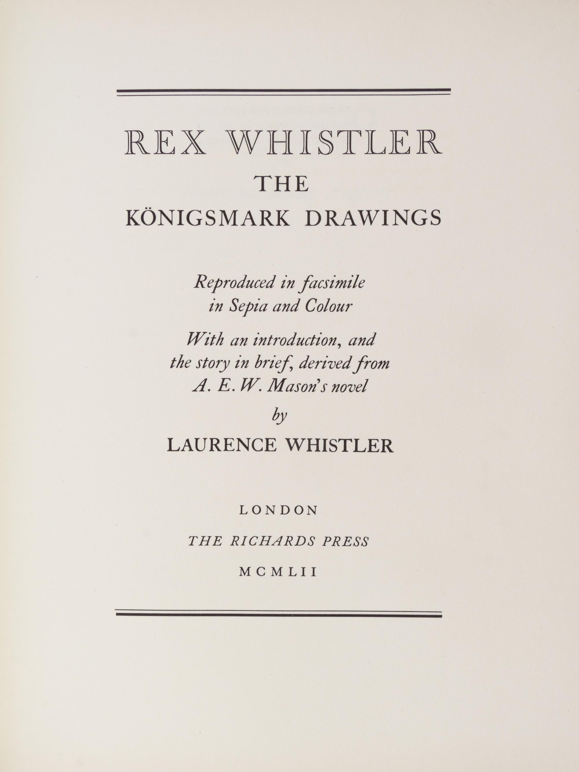 (WHISTLER, REX) VARIOUS. A collection of 10 works illustrated by Rex Whistler, with one biography (11).