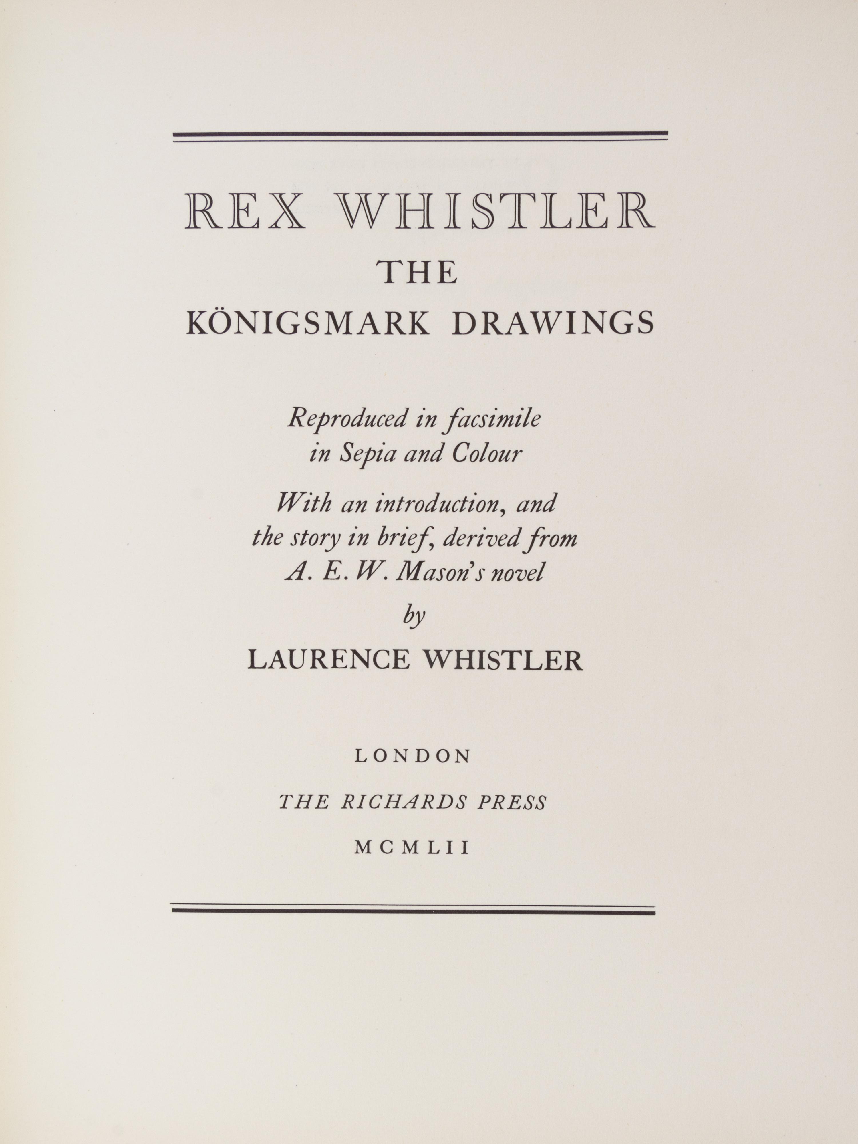 (WHISTLER, REX) VARIOUS. A collection of 10 works illustrated by Rex Whistler, with one biography (11).