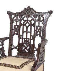 A Pair of 'Chinese Chippendale' Style Mahogany Armchairs