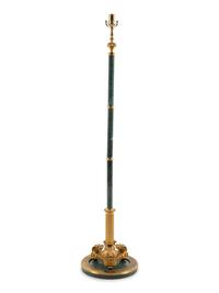A Continental Gilt Metal Mounted Marble Floor Lamp