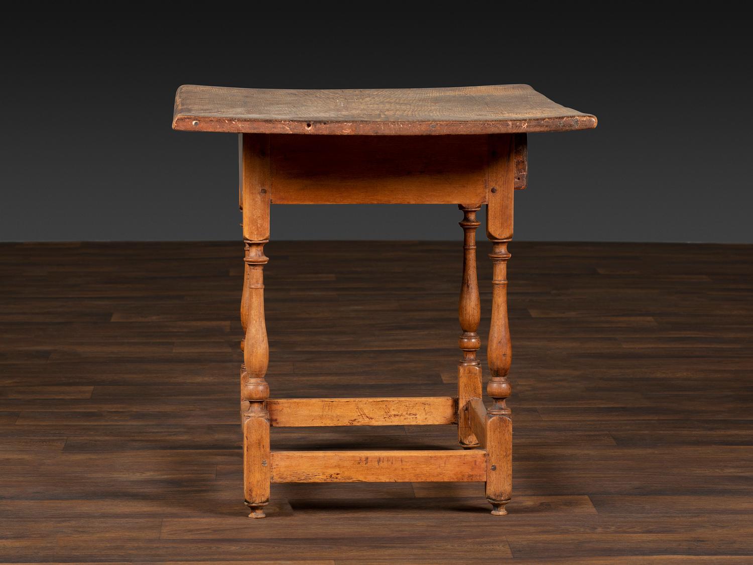 A William and Mary Pine and Maple Scrubbed Top Tavern Table
