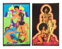 [BLACK POWER]. A group of 9 Black Power blacklight/Day-Glo posters, incl. velvet examples.