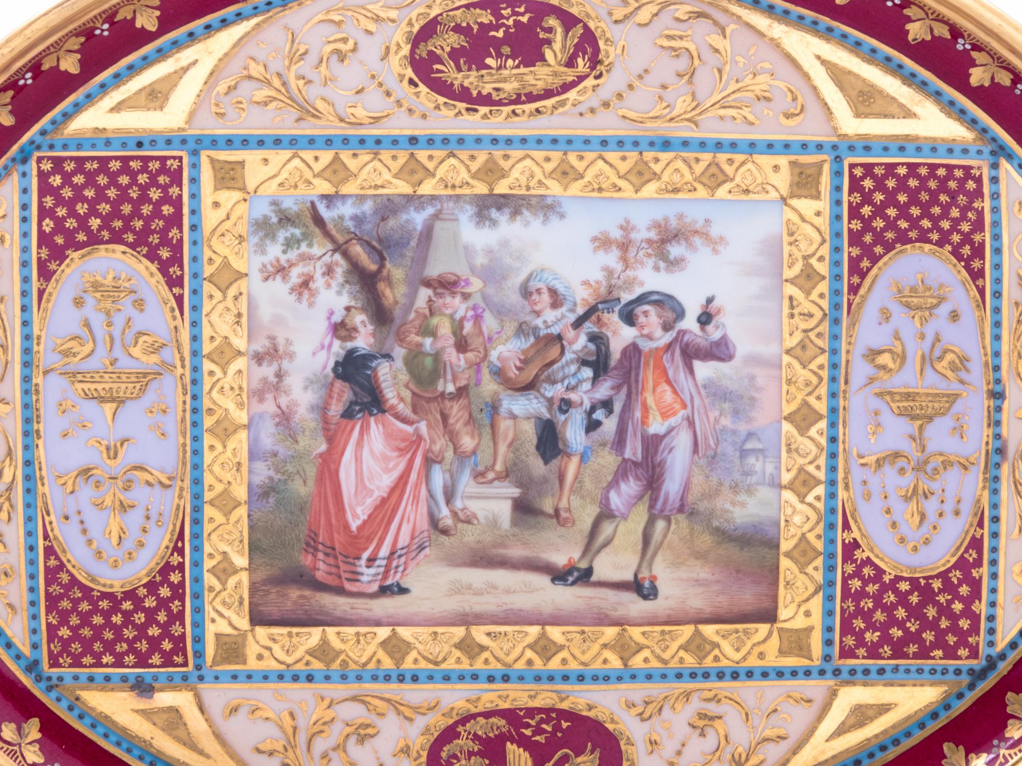 A Vienna Painted and Parcel Gilt Porcelain Tray
