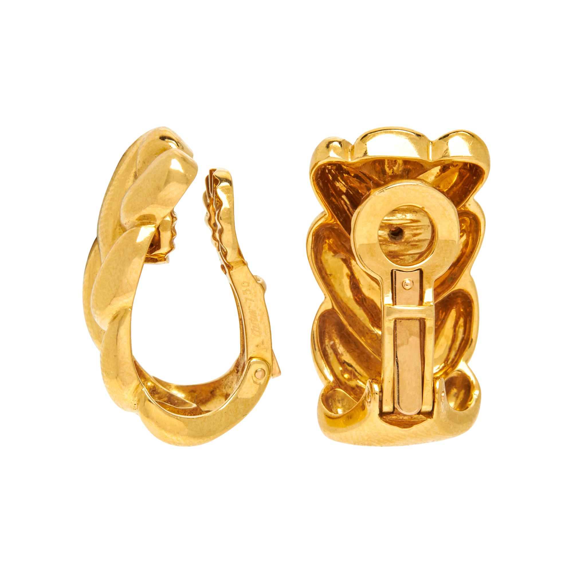 CARTIER, YELLOW GOLD CLIP EARRINGS