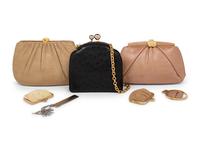 Seven Judith Leiber Items: Three Exotic Skin Bags, Four Belts, 1980-90s