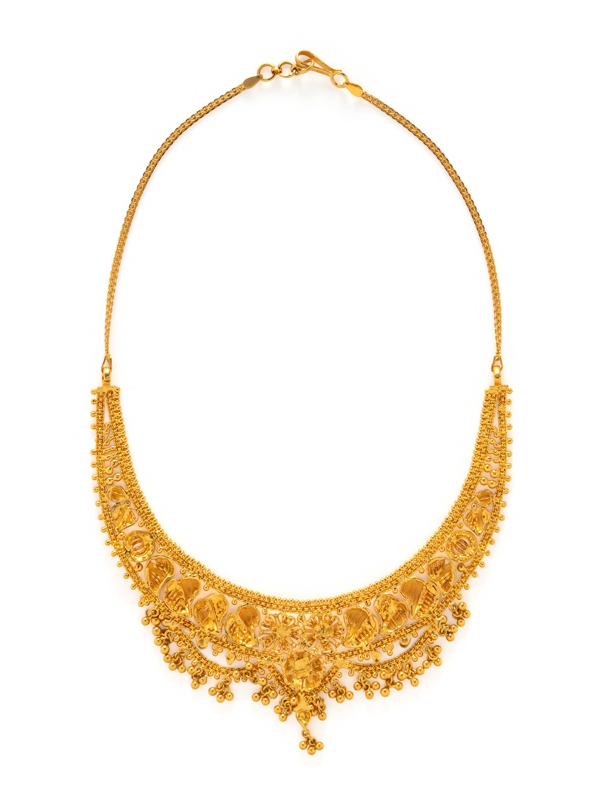 HIGH KARAT YELLOW GOLD AND ENAMEL BIB NECKLACE
