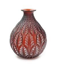 A Rene Lalique Molded and Enameled Glass Vase: Malesherbes, Height 9 1/2 inches. — Marcilhac no. 1014, circa 1927-47,