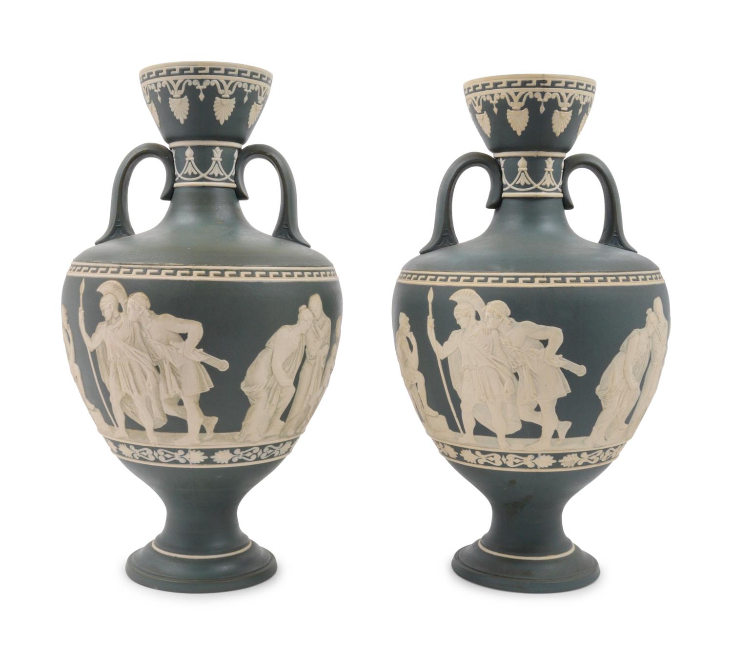 A Pair of Villeroy & Boch Jasperware Vases