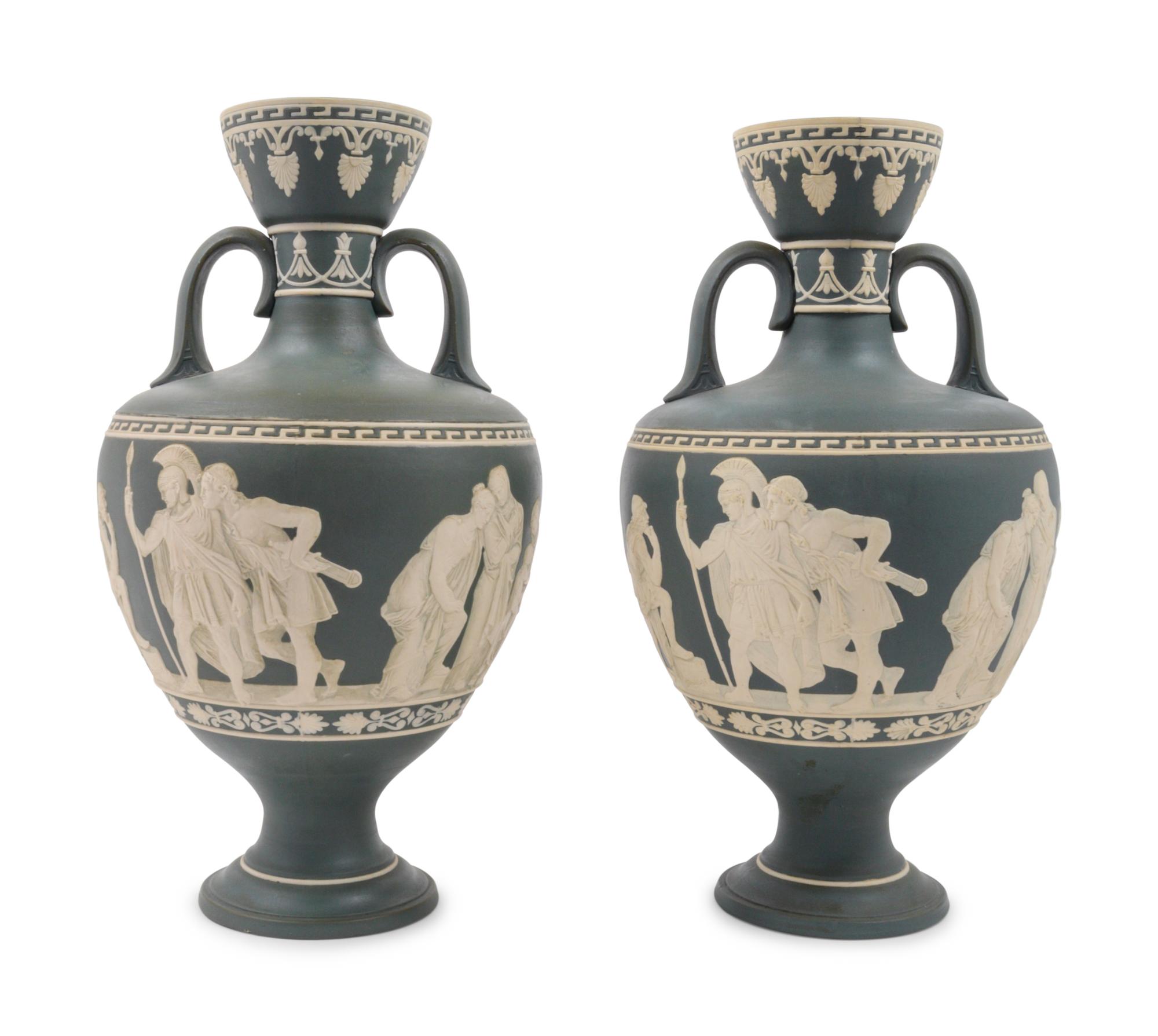 A Pair of Villeroy & Boch Jasperware Vases