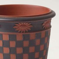 A Small Wedgwood Rosso Antico and Black Basalt Diced Jardiniere and Liner UK, circa 1800