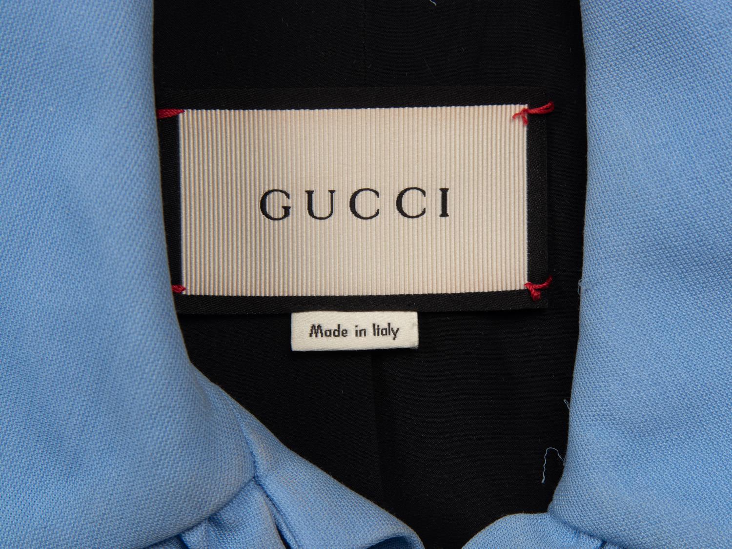 GUCCI, BLUE RUFFLED JACKET