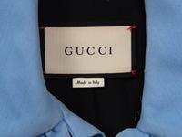 GUCCI, BLUE RUFFLED JACKET