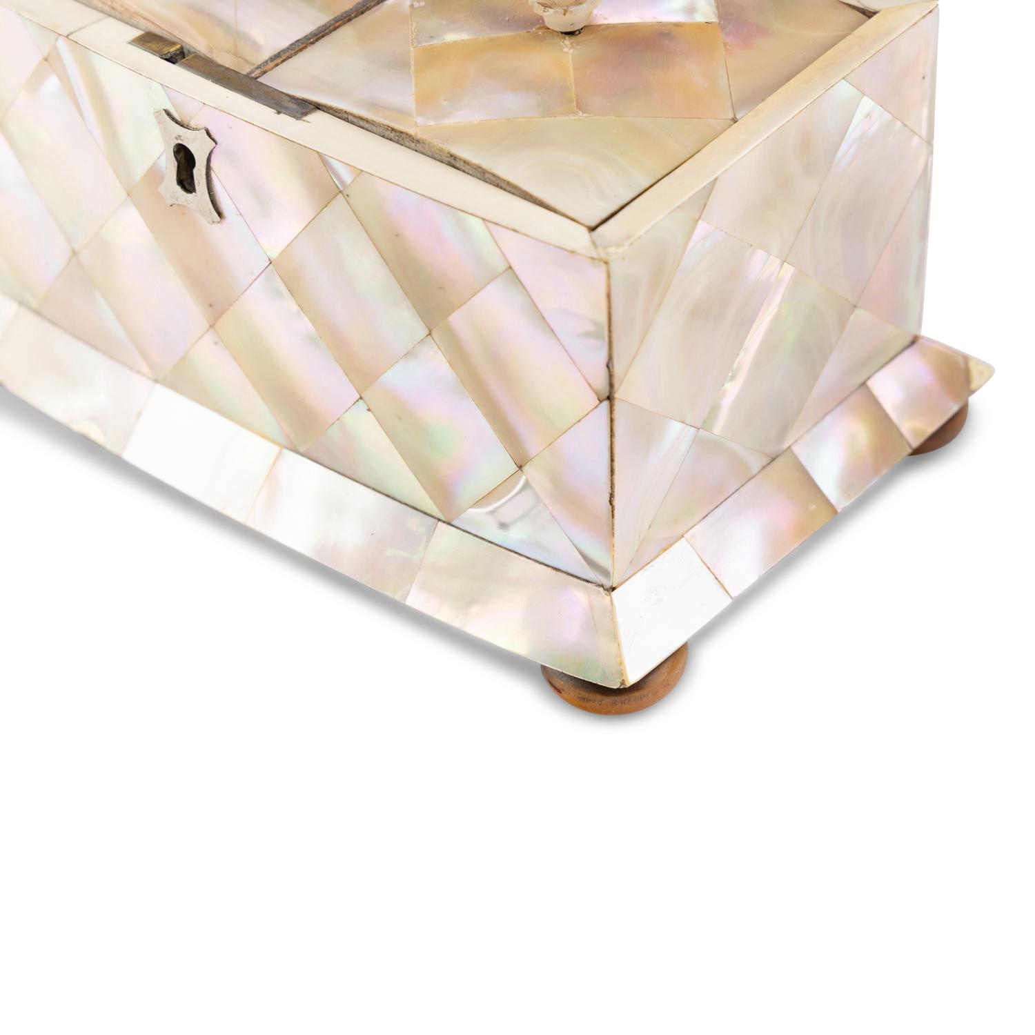 Two Regency Mother-of-Pearl Veneered Tea Caddies