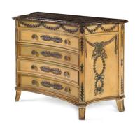 A Louis XVI Style Painted Commode with a Marble-Veneered Top
