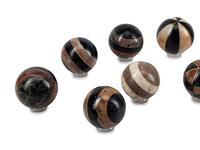 A Set of Twelve Specimen Marble Spherical Ornaments