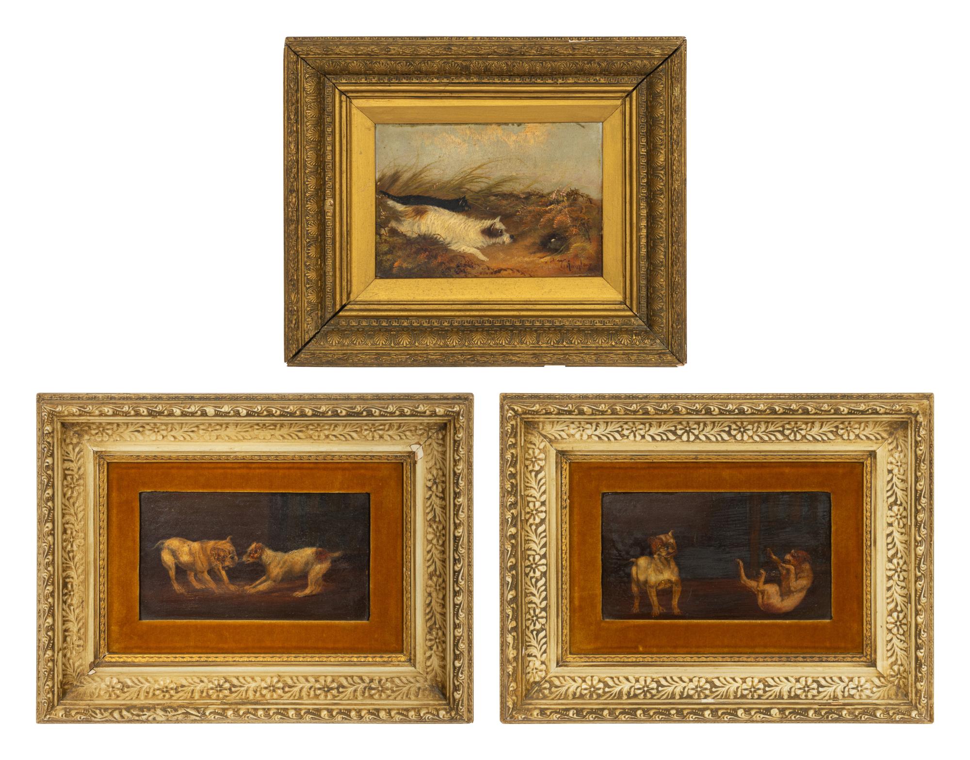 A Group of Three Paintings of Dogs