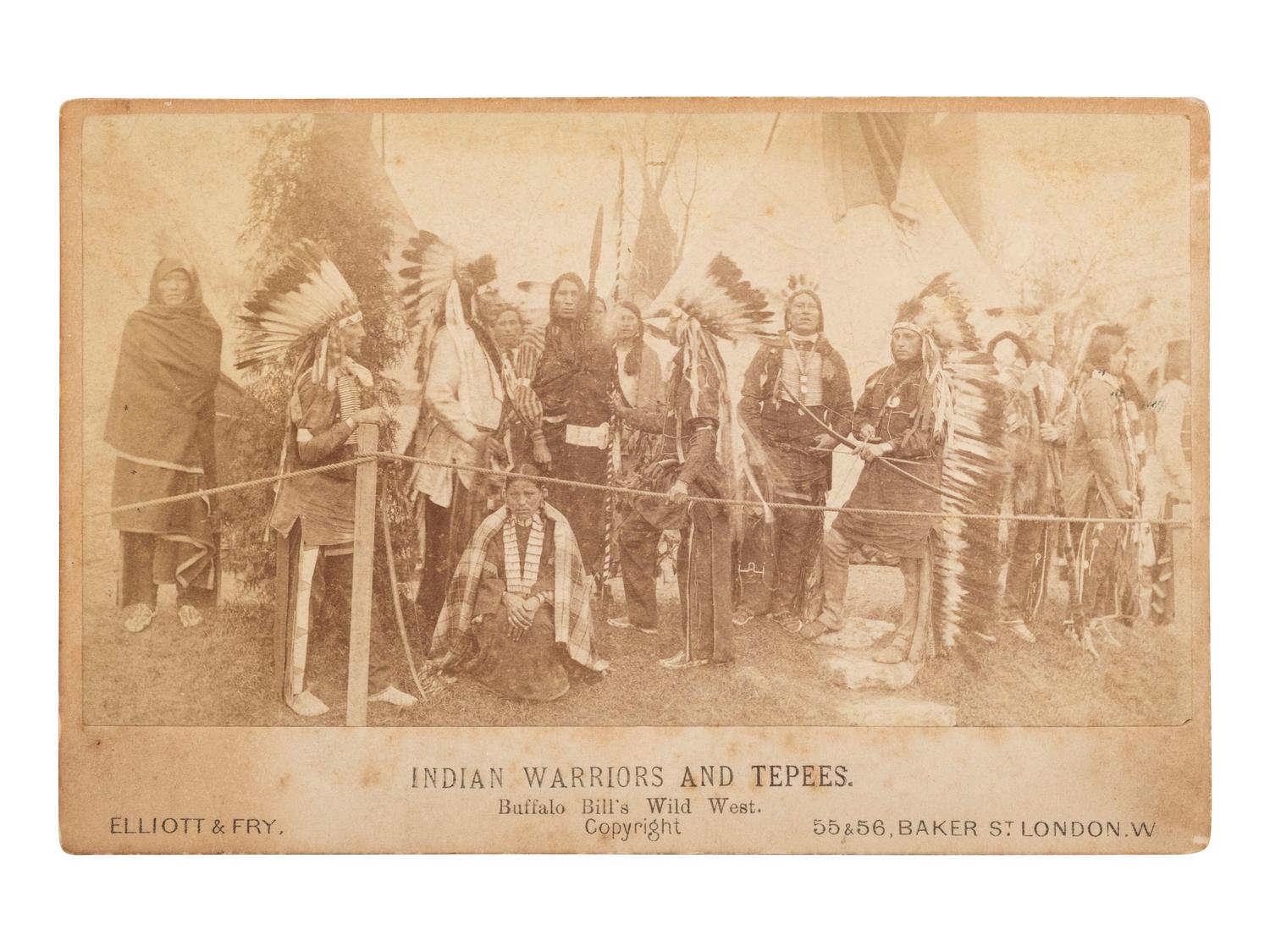 [WILD WEST SHOWS]. ELLIOTT & FRY, photographers. Indian Warriors and Tepees, Buffalo Bill's Wild West. London, ca 1887.