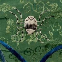 A Chinese Apple Green Ground Embroidered 'Peonies and Insects' Silk Lady's Robe, Changyi, 19th Century 清晚期 蘋果綠地綉牡丹草蟲氅衣