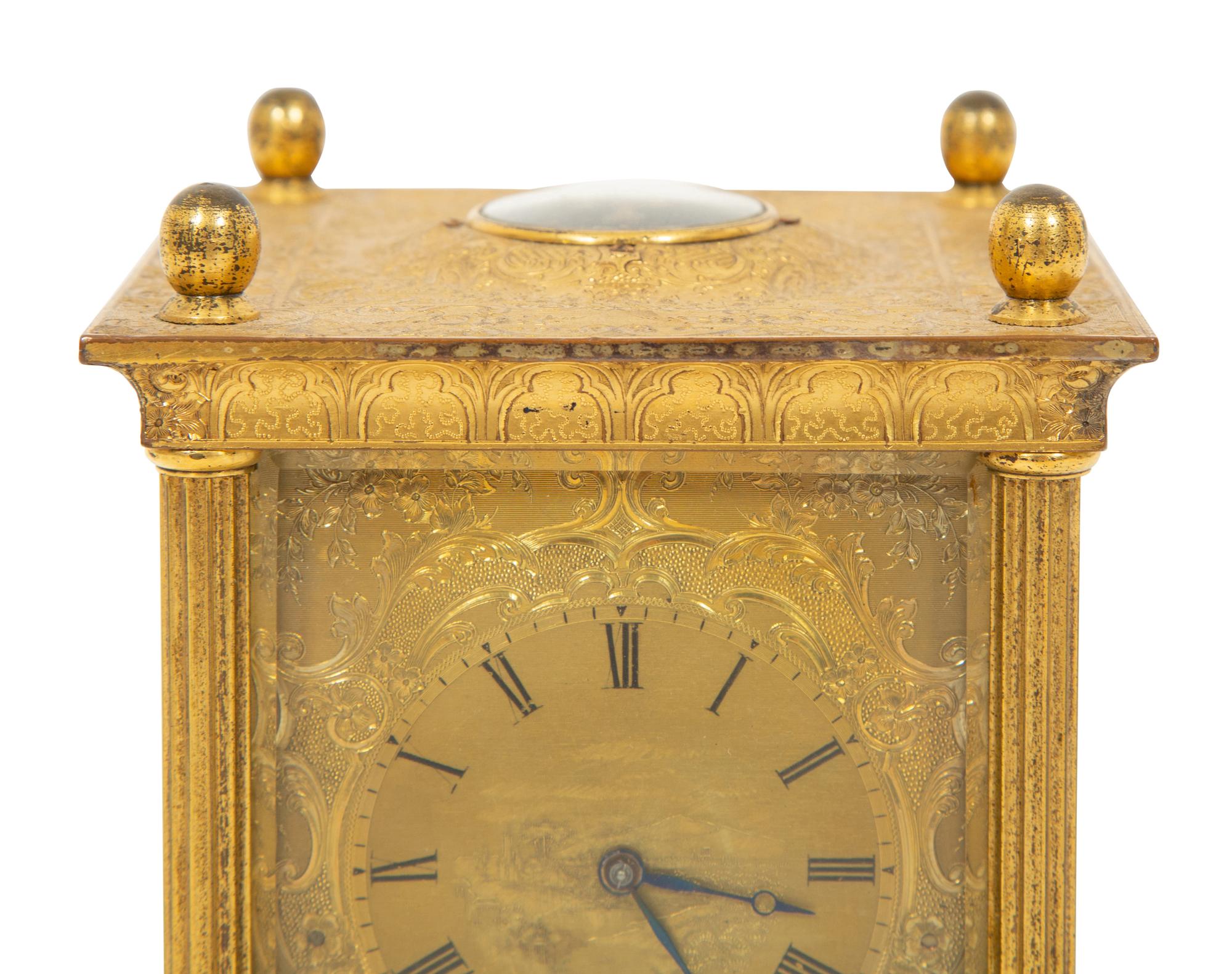 An English Engraved Ormolu Carriage Clock