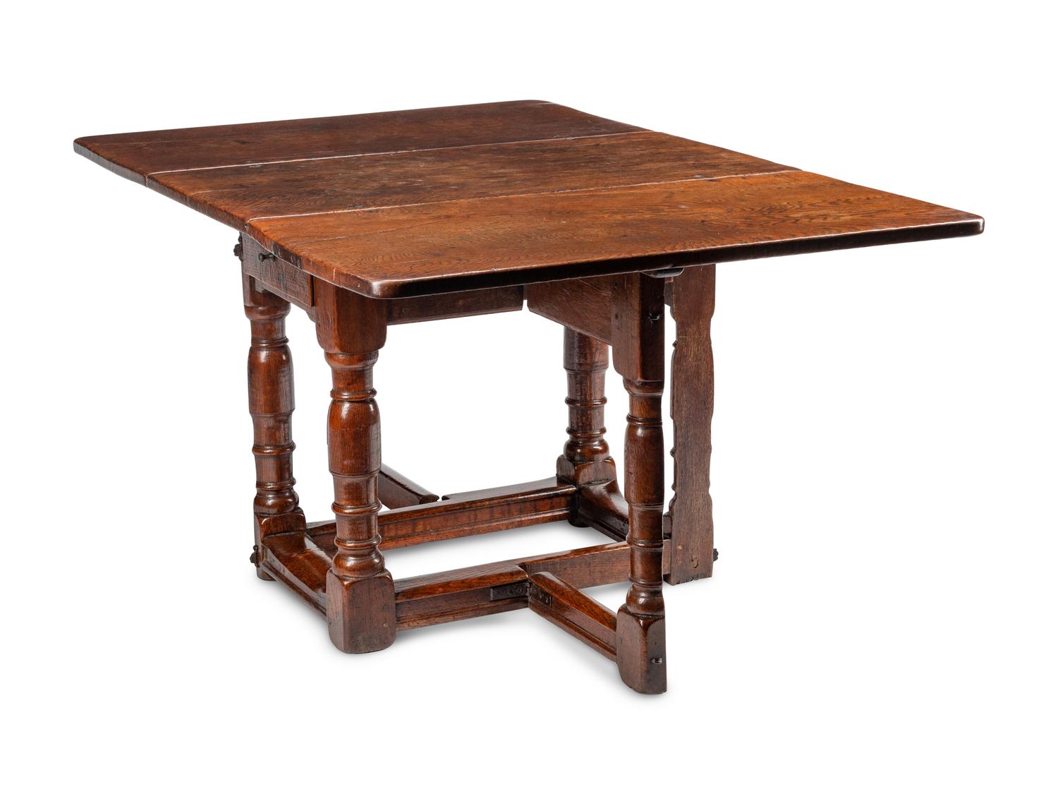 A William and Mary Oak Drop-Leaf Gate-Leg Table