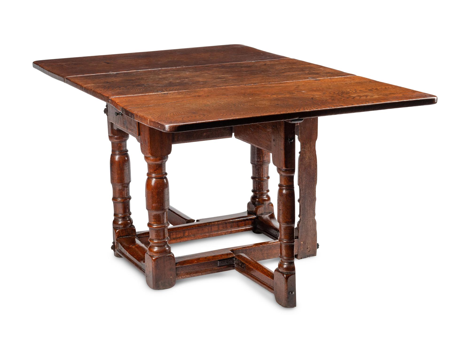 A William and Mary Oak Drop-Leaf Gate-Leg Table
