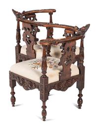 A Renaissance Revival Walnut Tete-A-Tete