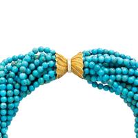 ITALIAN, TURQUOISE AND YELLOW GOLD TORSADE NECKLACE