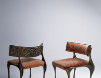 Pair of Sculptured Metal Lounge Chairs, Model PE-117 Paul Evans Studio for Directional, USA