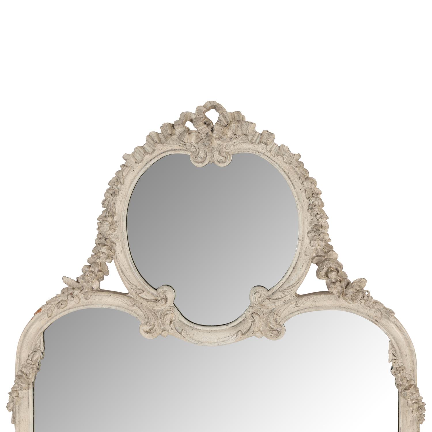 A Louis XVI Style White-Painted Mirror