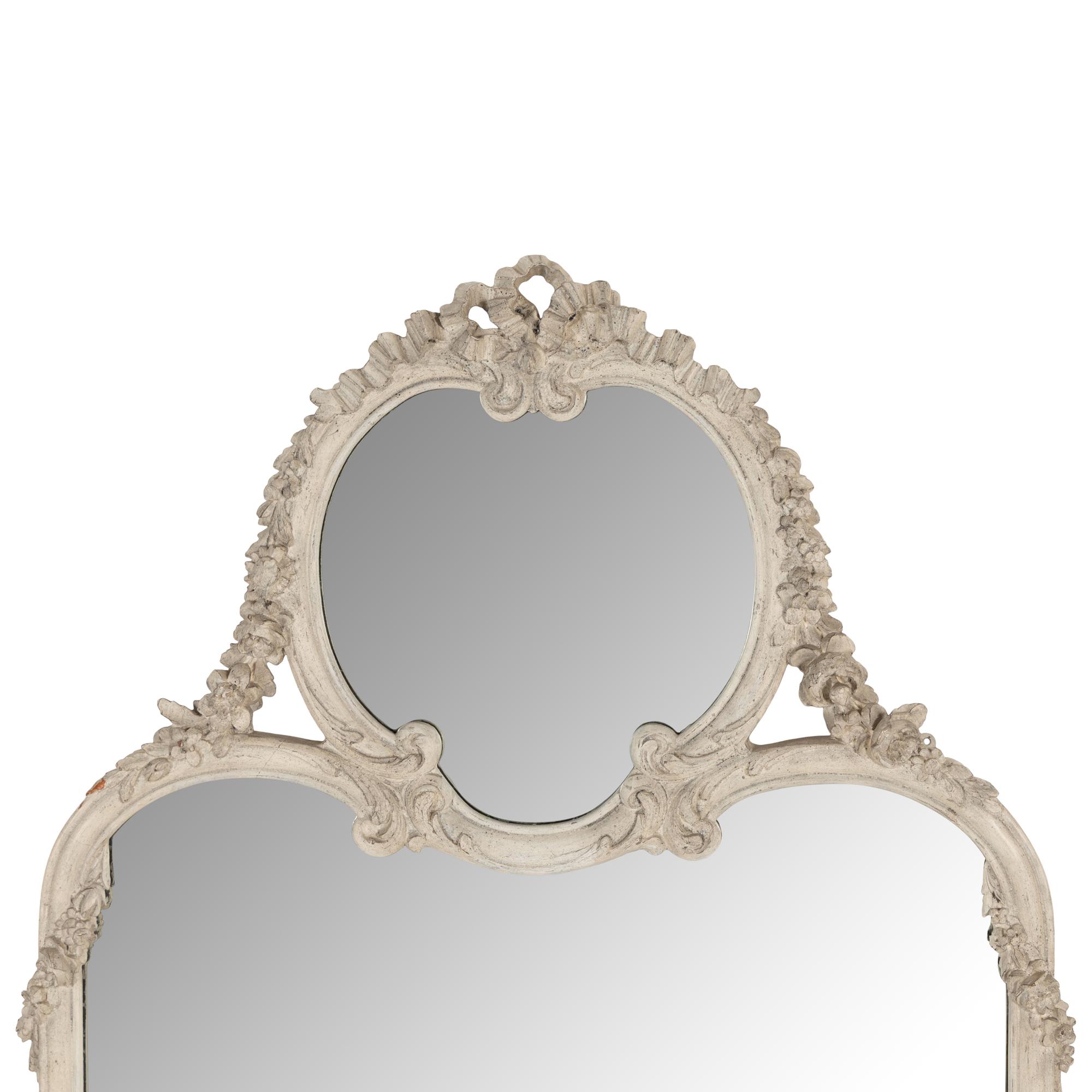 A Louis XVI Style White-Painted Mirror