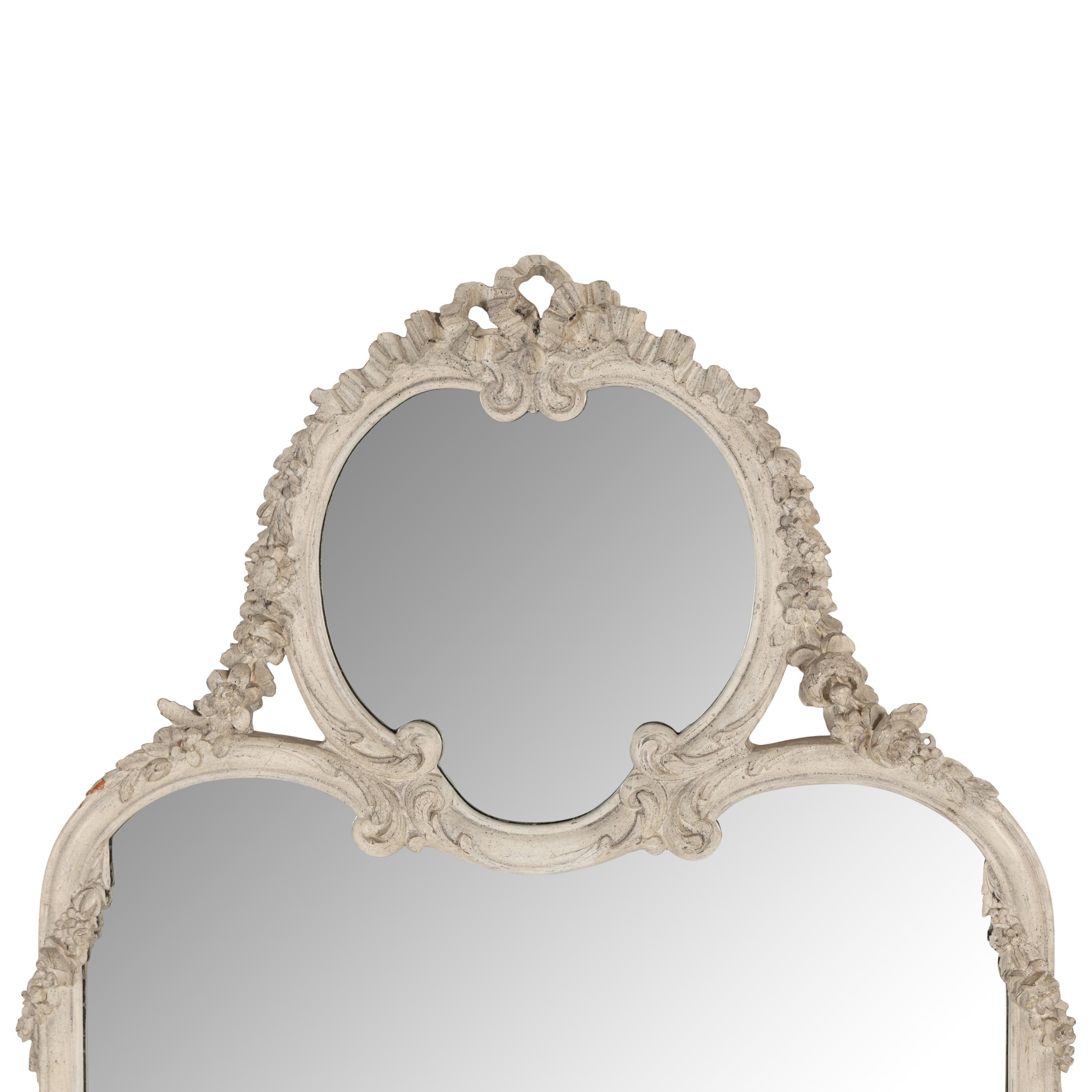 A Louis XVI Style White-Painted Mirror